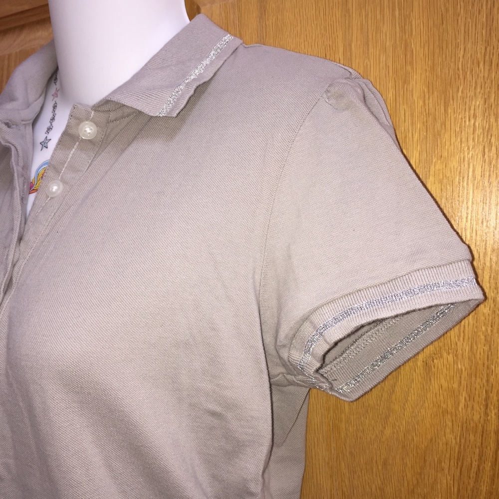 2/$20 Glitter Thread Light Grey Polo Top M Medium